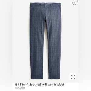484 Slim-fit brushed twill pant in plaid NWT